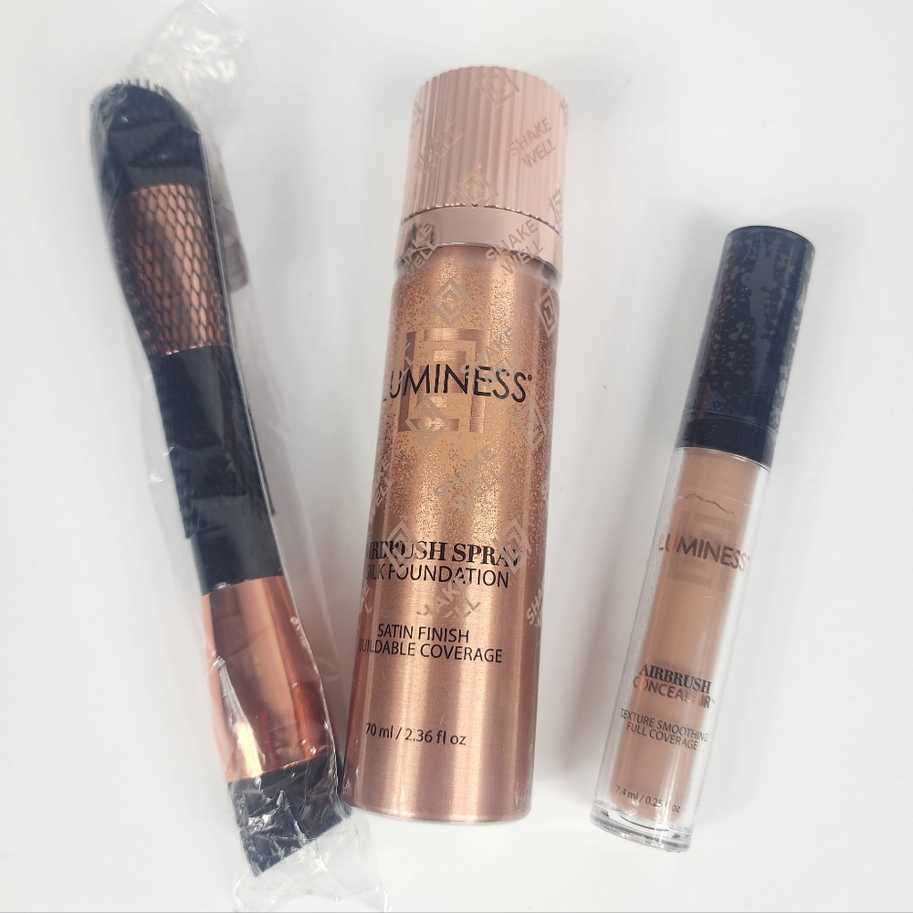 Luminess 3 Pcs Bundle Foundation, Concealer, Brush Tan Dark